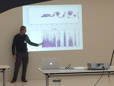 Andrew Dale demonstrates output from modelling sediment plume dispersal in the deep ocean